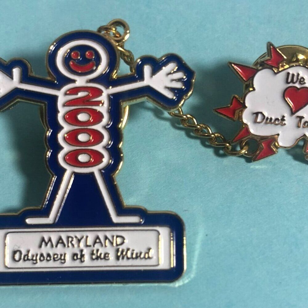 Y2K Maryland 2000- Odyssey of the Minds, 'We love Duct Tape' 2 piece OM Pin
